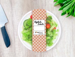 Salatverpackung, Salatschale mit Banderole