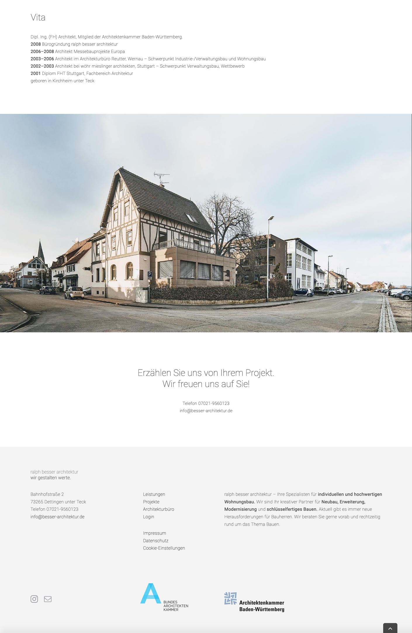 Ralph Besser Architektur, Dettingen/Teck, Webdesign