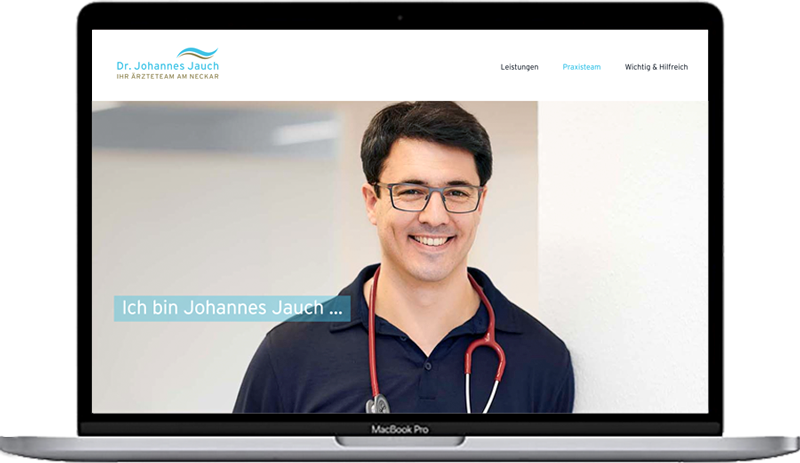 Ausschnitt der Website von Praxis Dr. Johannes Jauch zeigt Portrait von Arzt